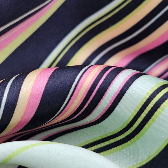 Striped 100% Silk Scarf With Fringe By Talbots Multicolor Stripes - Picture 1 of 11